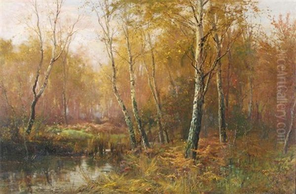 A Woodland Stream In The New Forest by Frederick Golden Short