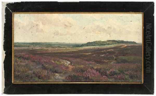 An Army Training Camp, The New Forest (+ Looking Across The Plains, The New Forest; Pair) Oil Painting by Frederick Golden Short