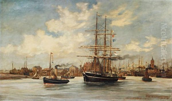 Terra Nova Leaving Cardiff Oil Painting by Richard Short