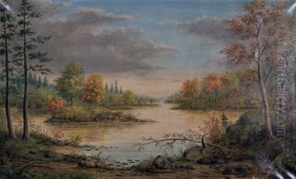 Northern Lake With Trees And Islands Oil Painting by Edward Scope Shrapnel