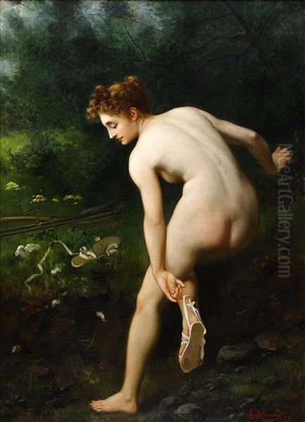 Naked Beauty By The Forest Oil Painting by Victor Karlovich Shtemberg