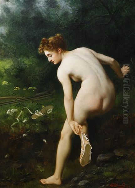 Naked Beauty By The Forest Oil Painting by Victor Karlovich Shtemberg