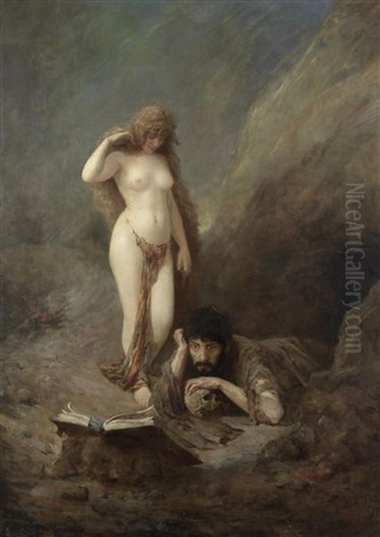 The Temptation Of St. Hilarion Oil Painting by Victor Karlovich Shtemberg