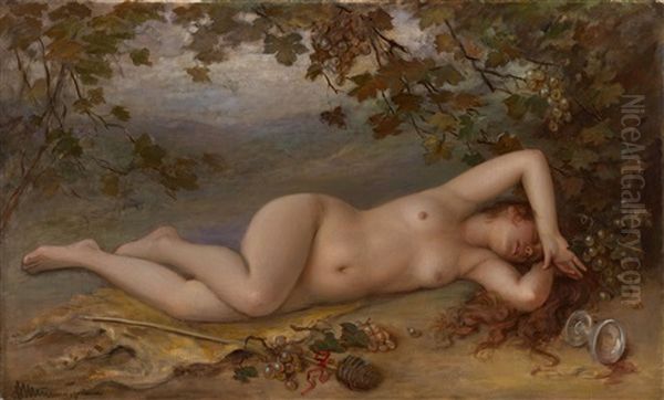 Sleeping Bacchante Oil Painting by Victor Karlovich Shtemberg