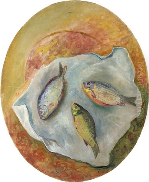 Still Life With Fish Oil Painting by David Shterenberg