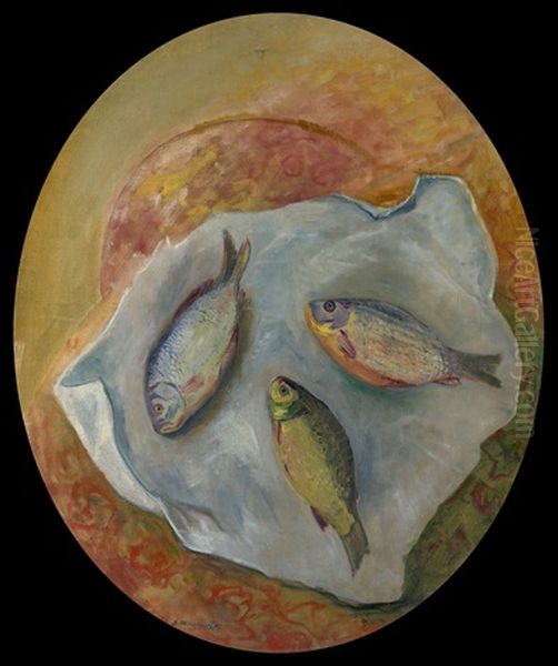 Still Life With Fish Oil Painting by David Shterenberg