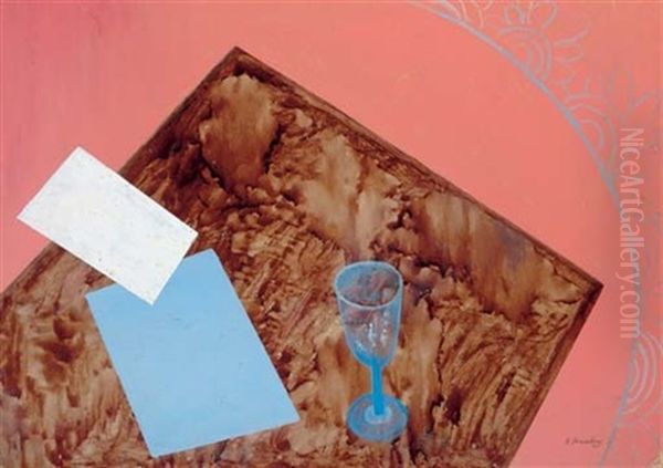 Still Life With Glass Oil Painting by David Shterenberg