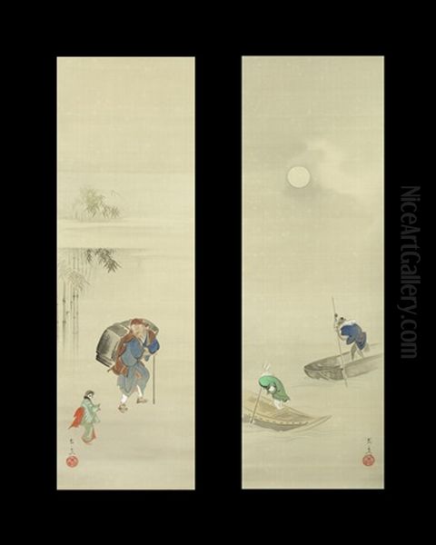 Kakejiku (pair) Oil Painting by Suzuki Shuitsu