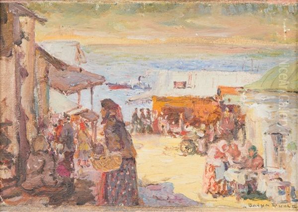 Market Oil Painting by Vadim Mikhailovich Shulz