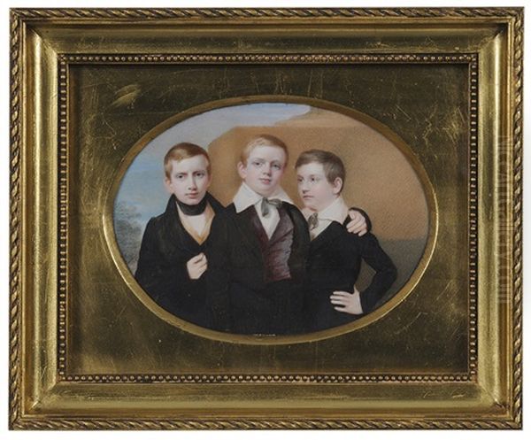 Portrait Miniature Of John E. Shepard And His Brothers by Henry Colton Shumway