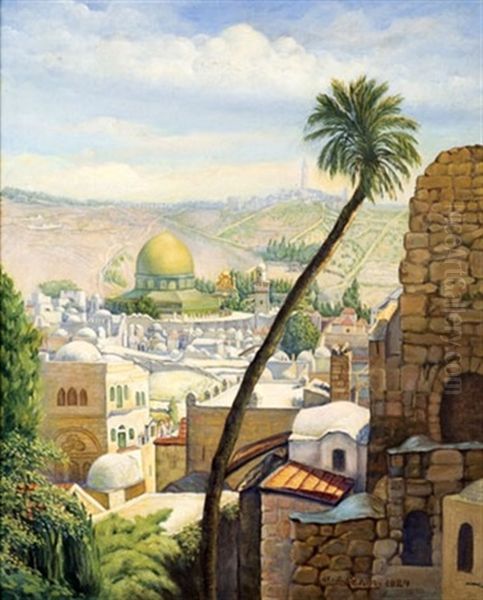 Jerusalem Oil Painting by Aharon Shaul Shur