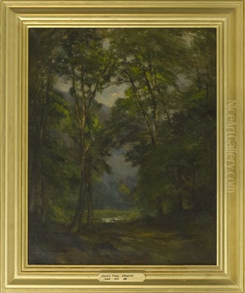 Forest Stream With A Mountain In The Distance Oil Painting by Roswell Morse Shurtleff