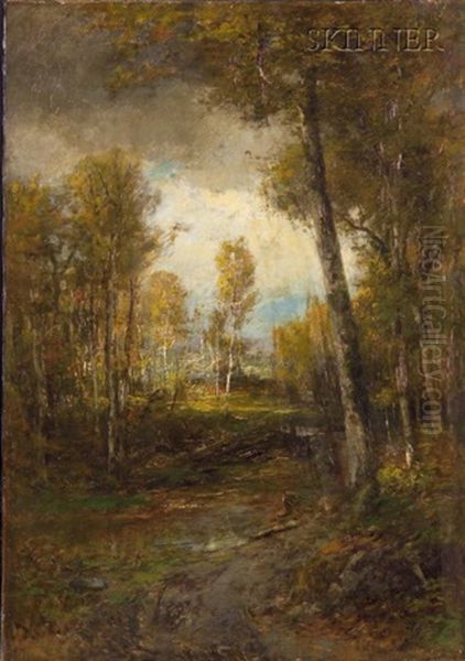 Late Afternoon In An Autumn Wood Oil Painting by Roswell Morse Shurtleff