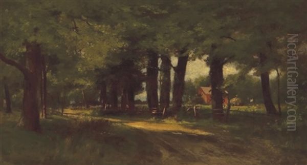 A Country Road, Berlin, Connecticut Oil Painting by Roswell Morse Shurtleff