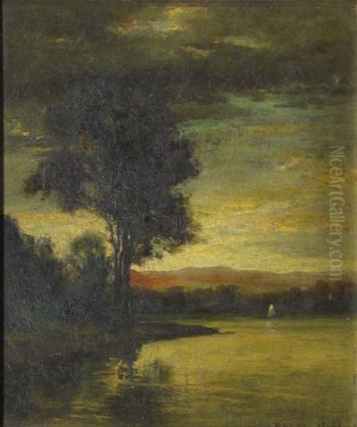 Estuary At Twilight Oil Painting by Roswell Morse Shurtleff