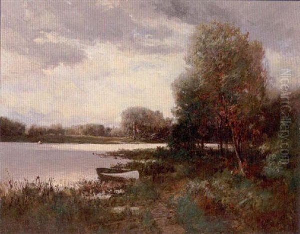 A River Landscape (the Adirondacks?) Oil Painting by Roswell Morse Shurtleff