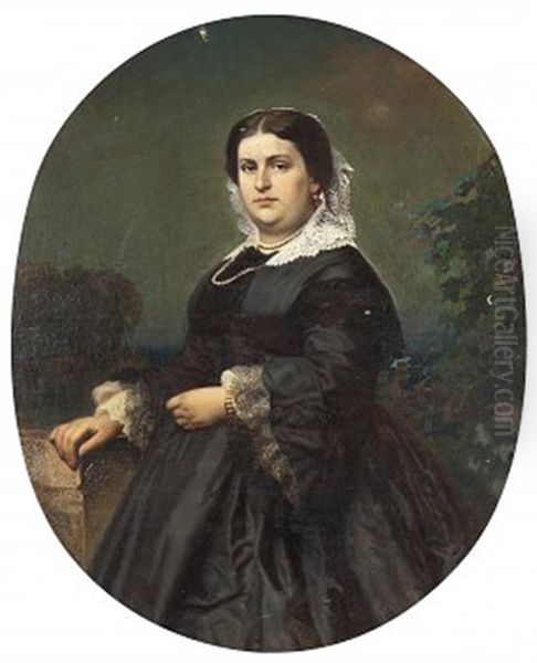 Portratt Av Karin Pallander Poppius Oil Painting by Nikolai Semionovich Shustov