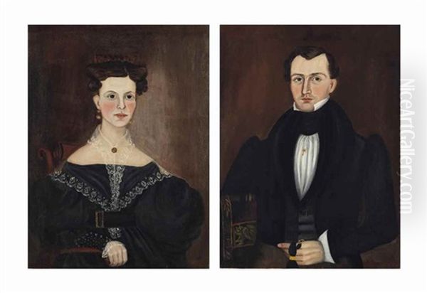 A Pair Of Portraits Of A Woman And A Man Oil Painting by Ruth Whittier Shute