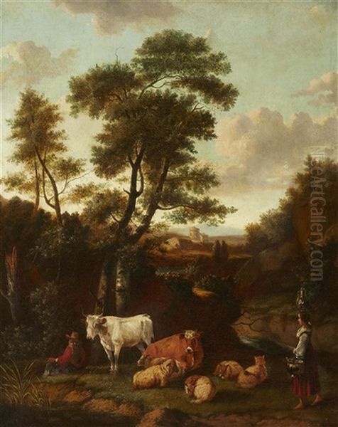 Landscape With Shepherds Oil Painting by Jan Siberechts