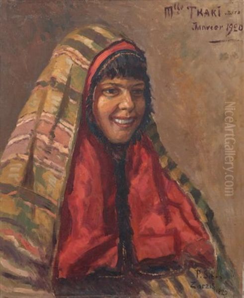 Portrait De Mlle Traki A Zarzis En 1920 Miss Traki Portrait In 1920 At Zarzis by Paul Sibra