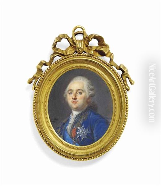 Louis Xvi (1754-1793), King Of France, In Blue Coat With Gold And Embroidered Brocade Oil Painting by Louis Marie Sicard