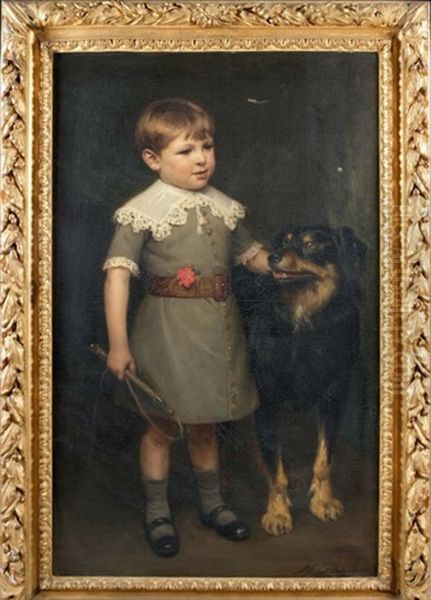 Enfant Au Chien Oil Painting by Nicolas Sicard