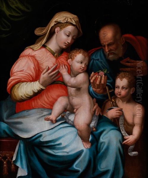 Heilige Familie Mit Johannesknaben Oil Painting by Girolamo (il Sermoneta) Sicciolante