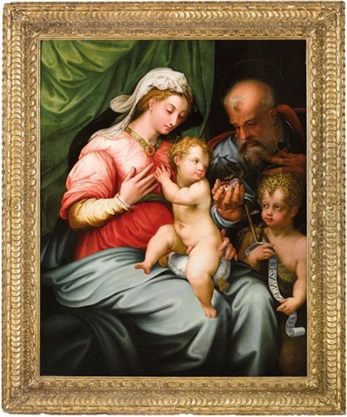 Die Heilige Familie Mit Dem Johannesknaben Oil Painting by Girolamo (il Sermoneta) Sicciolante