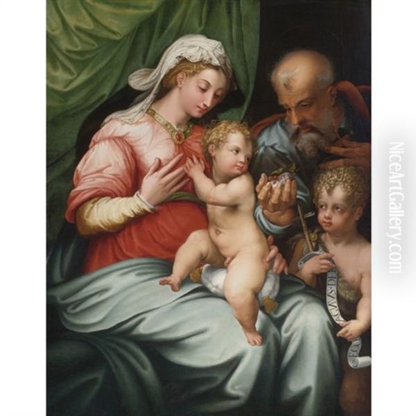 Madonna And Child With The Infant St. John The Baptist Oil Painting by Girolamo (il Sermoneta) Sicciolante