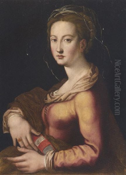 Giovane Donna Con Libro Oil Painting by Girolamo (il Sermoneta) Sicciolante