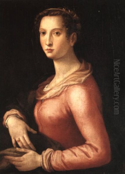 Portrait Of A Lady Oil Painting by Girolamo (il Sermoneta) Sicciolante