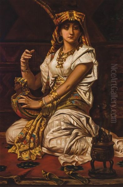 Portrait Of An Egyptian Woman Oil Painting by Nathaniel Sichel