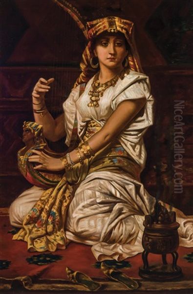 Portrait Of An Egyptian Woman Oil Painting by Nathaniel Sichel