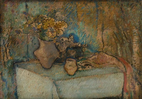 Still Life On A Table Oil Painting by Kazimierz Sichulski