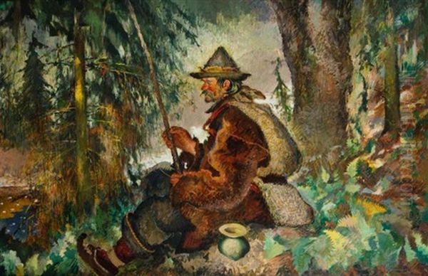 Rybak Huculski Oil Painting by Kazimierz Sichulski