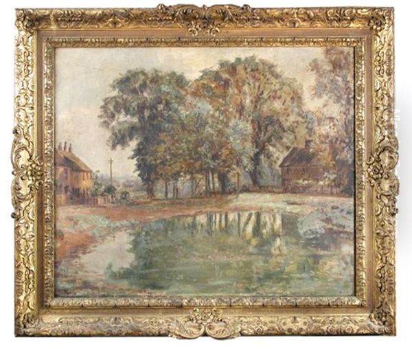 Landscape And Village Pond, Great Dunmow Oil Painting by Bernhard Sickert