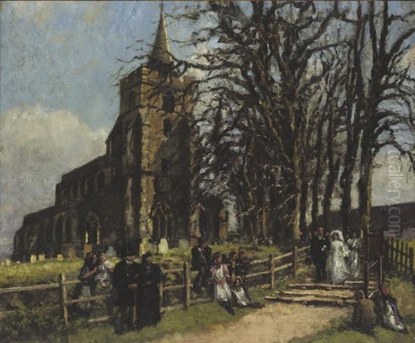 A Wedding At Stebbing Oil Painting by Bernhard Sickert