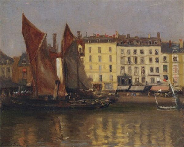 Sailing Vessels In Harbour, Dieppe Oil Painting by Bernhard Sickert