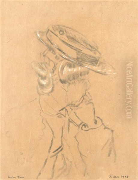 Study Of A Girl In A Straw Boater Oil Painting by Walter Sickert