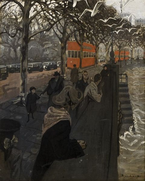 Promeneurs Sur Les Quais A Bath Oil Painting by Walter Sickert