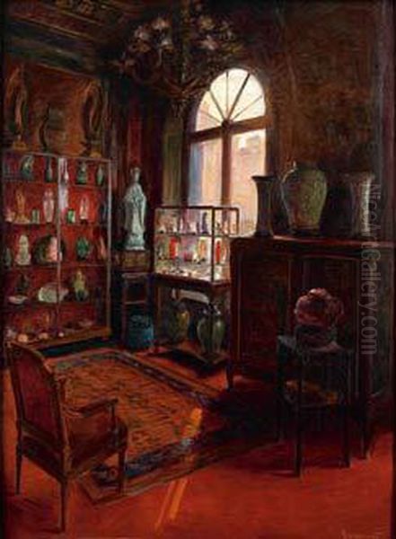 Interieur Chinois Oil Painting by Pierre Bracquemond