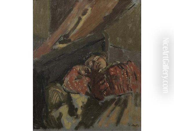 Red Patterned Blouse (or Siesta) Oil Painting by Walter Sickert