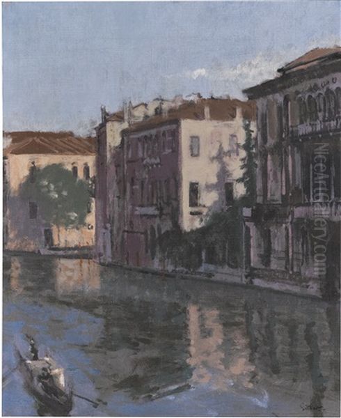 A Canal, Venice: Palazzo Montecuccoli Oil Painting by Walter Sickert