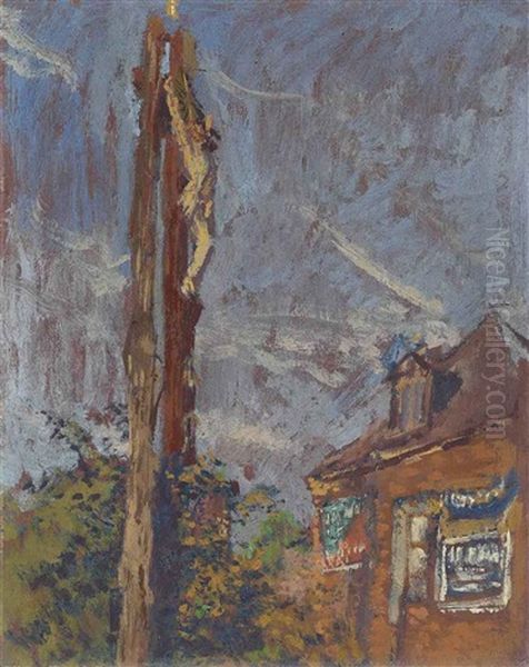 Wayside Cross Oil Painting by Walter Sickert