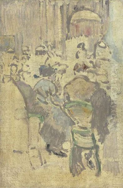 Cafe Interior, Baccarat, Dieppe Oil Painting by Walter Sickert