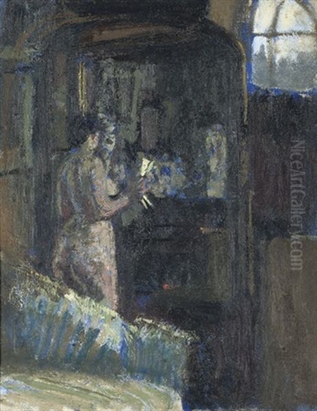 Nude Before A Mirror, Fitzroy Street Oil Painting by Walter Sickert