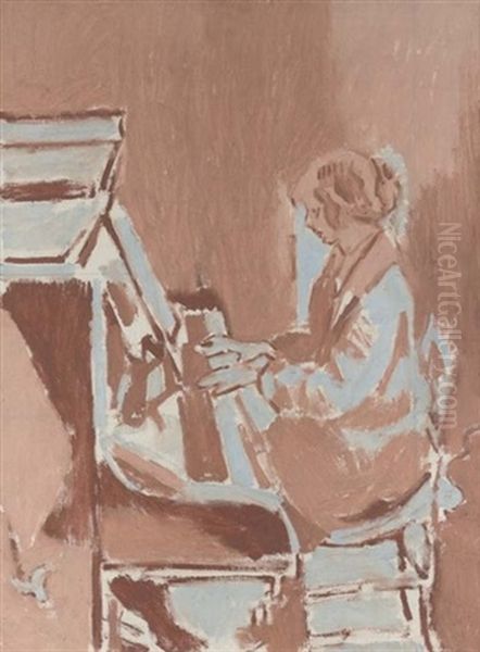 Girl Playing A Piano Oil Painting by Walter Sickert