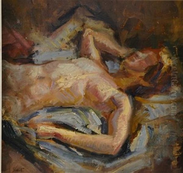 Reclining Nude Oil Painting by Walter Sickert