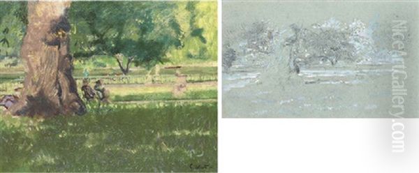 The Serpentine (+ A Study For The Same, Pencil And Wash; 2 Works) Oil Painting by Walter Sickert