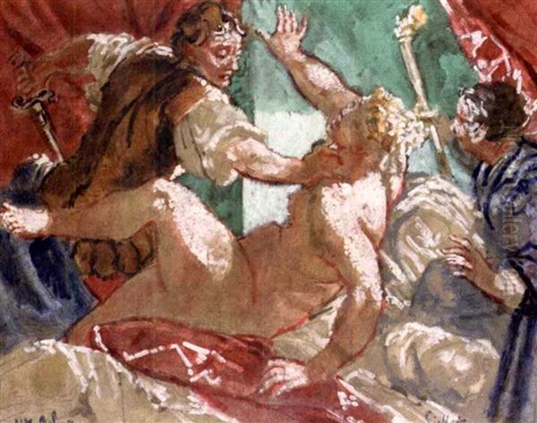 Rape Of Lucretia (after Palma) Oil Painting by Walter Sickert